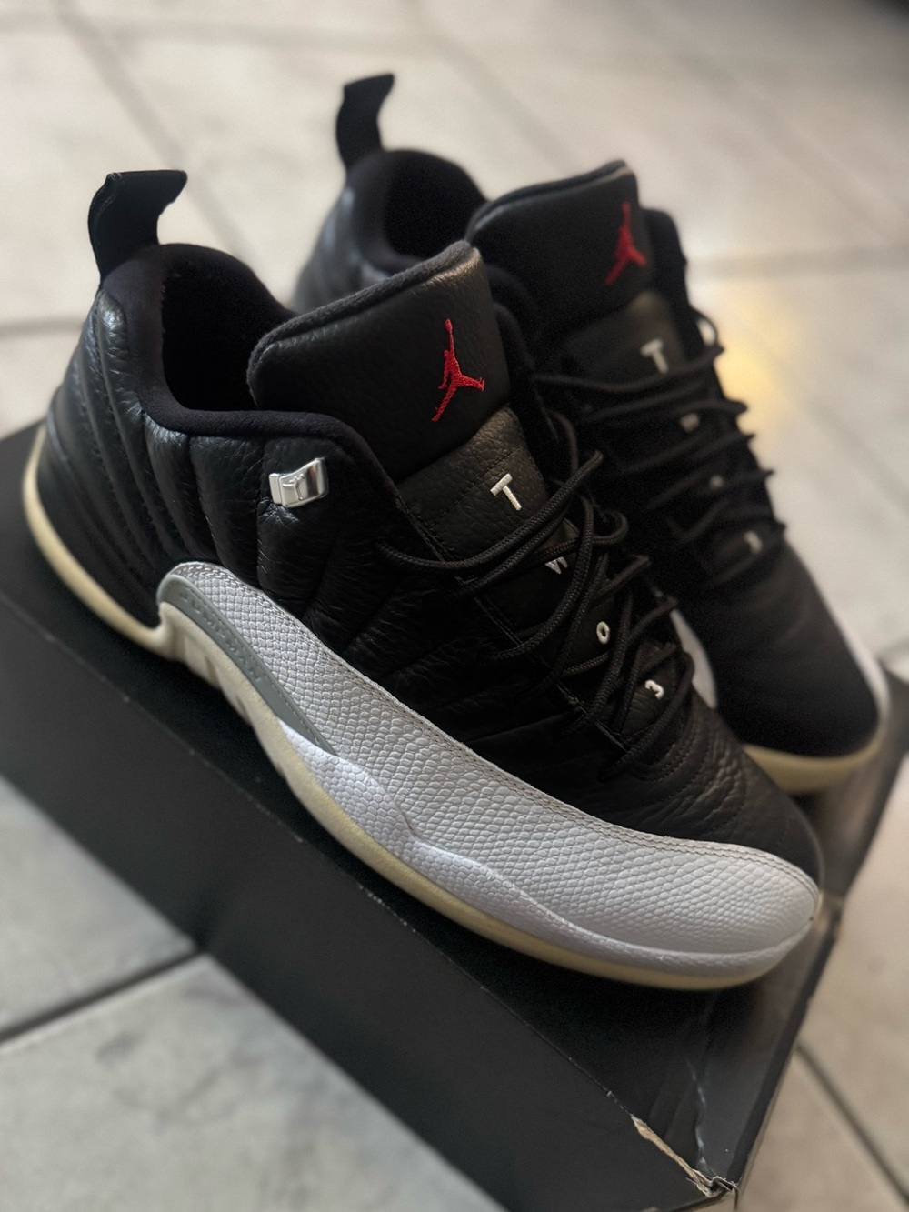 Jordan Men's Retro 12 Low-Top Sneakers in Black and White